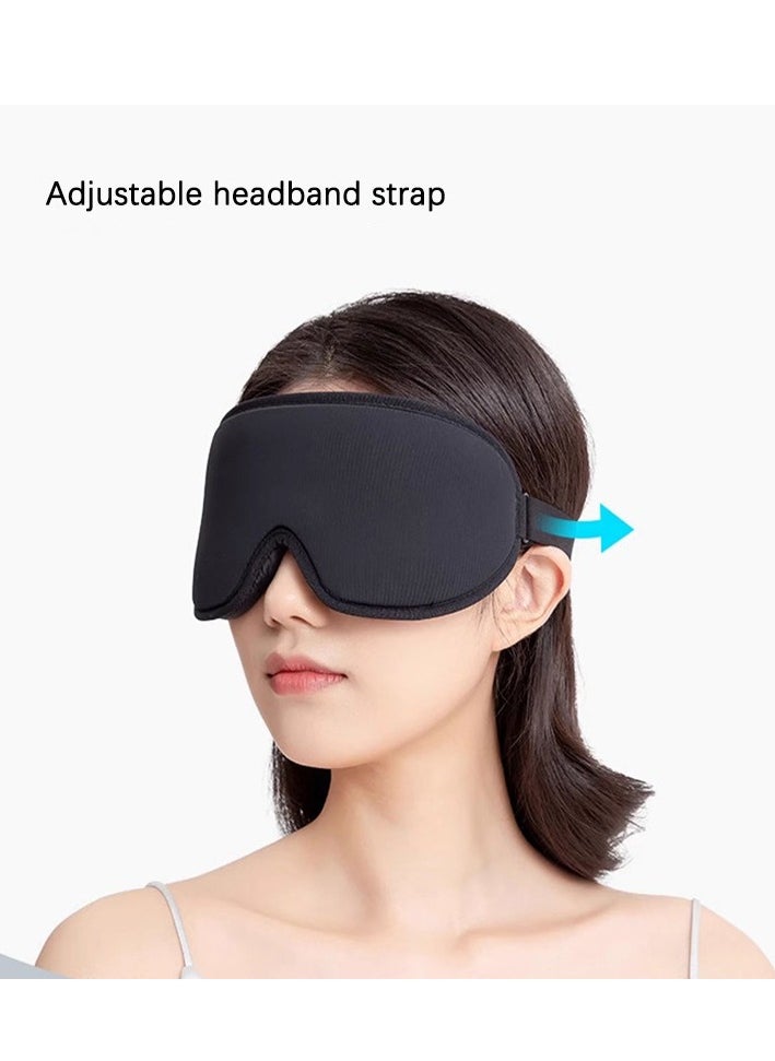 Generic - 3D Memory Foam Sleep Mask Breathable Shading Blindfold Cover Aid Block Out Light with Adjustable Strap Soft Eye Patches Comfort Three Dimensiona Design Face Sleeping Mask Eyeshade (Black) - Image 1