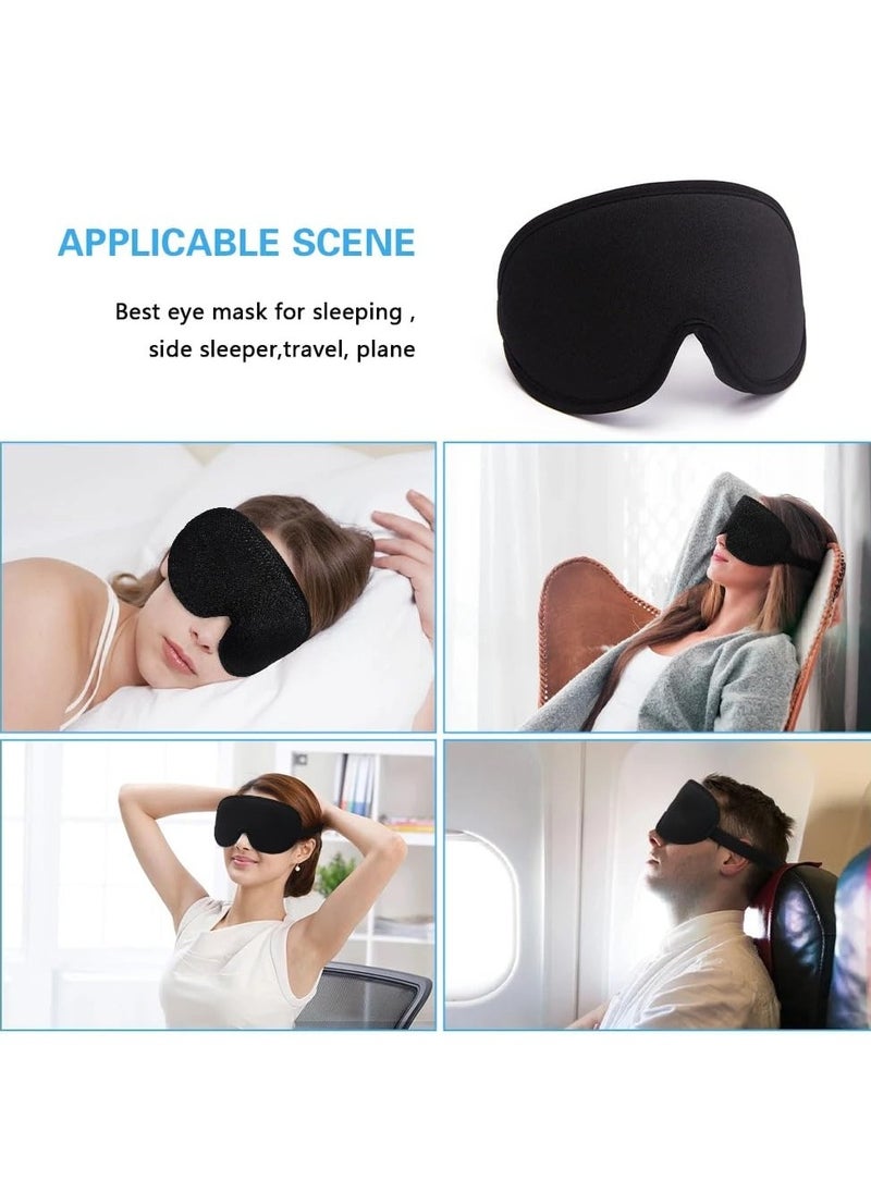 Generic - 3D Memory Foam Sleep Mask Breathable Shading Blindfold Cover Aid Block Out Light with Adjustable Strap Soft Eye Patches Comfort Three Dimensiona Design Face Sleeping Mask Eyeshade (Black) - Image 1