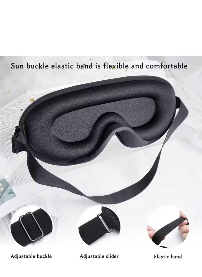 Generic - 3D Memory Foam Sleep Mask Breathable Shading Blindfold Cover Aid Block Out Light with Adjustable Strap Soft Eye Patches Comfort Three Dimensiona Design Face Sleeping Mask Eyeshade (Black) - Image 1