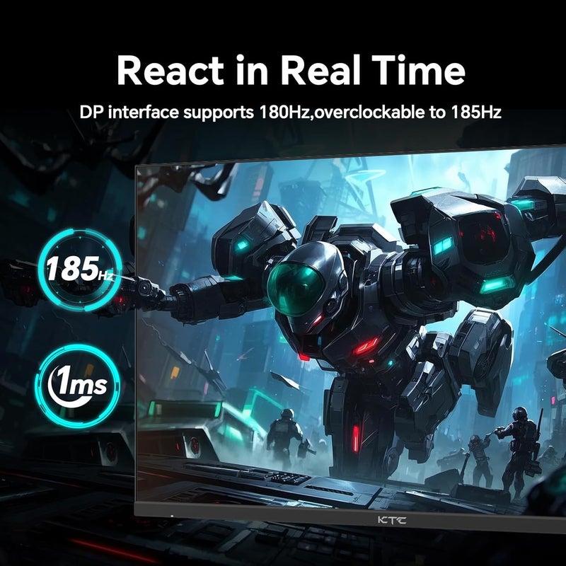 KTC 24 inch Gaming Monitor QHD 180Hz, Fast IPS 1440p Computer Monitor, Up to 185Hz, 1ms, G-Sync/FreeSync, HDR400, Height Adjustable, 2 x HDMI, 1 x DP H24T7 - Image 2