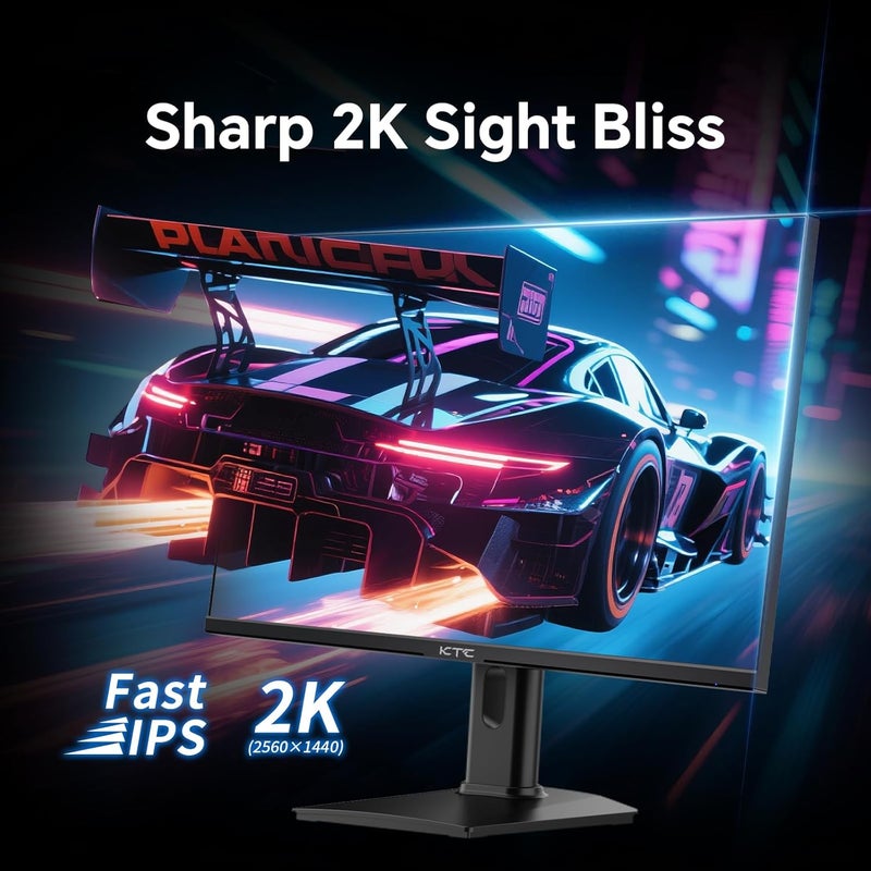 KTC 24 inch Gaming Monitor QHD 180Hz, Fast IPS 1440p Computer Monitor, Up to 185Hz, 1ms, G-Sync/FreeSync, HDR400, Height Adjustable, 2 x HDMI, 1 x DP H24T7 - Image 3