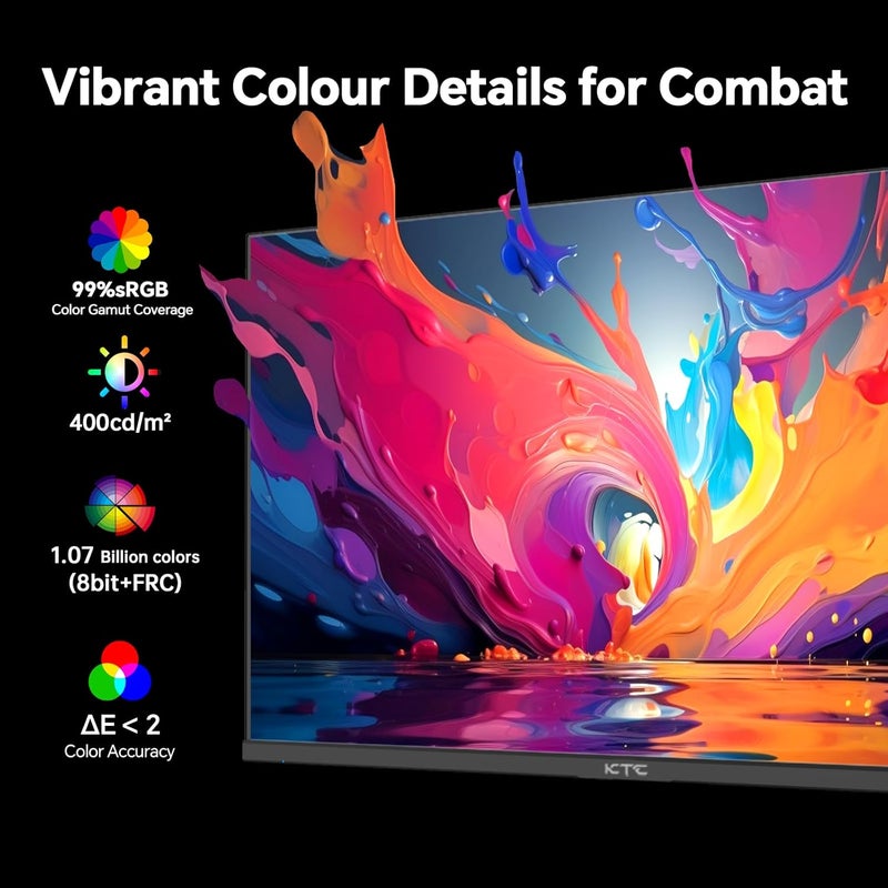 KTC 24 inch Gaming Monitor QHD 180Hz, Fast IPS 1440p Computer Monitor, Up to 185Hz, 1ms, G-Sync/FreeSync, HDR400, Height Adjustable, 2 x HDMI, 1 x DP H24T7 - Image 5