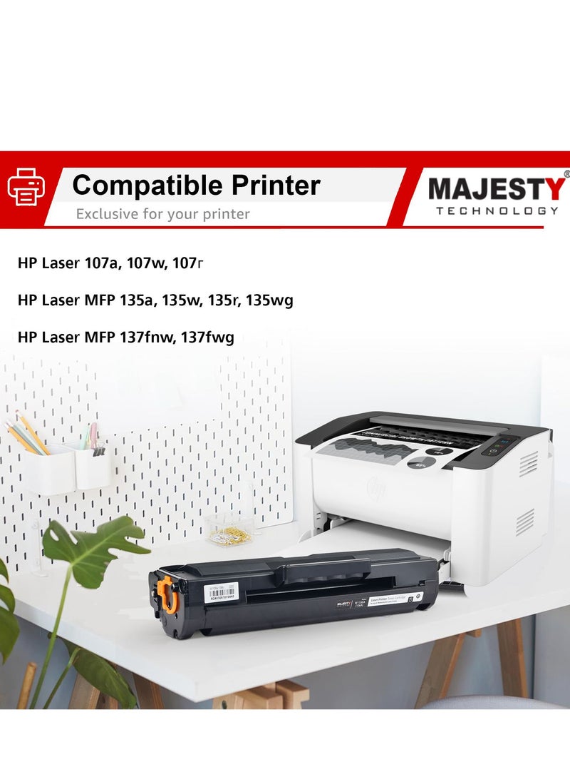ماجيستي - خرطوشة حبر 106A W1106A متوافقه مع طابعة اتش بي ليزر جيت 107a 107w MFP 135a 135fnw 135w 135ag 135r 135wg 137fnw 137fwg 137fwg ( اسود ) - Image 1