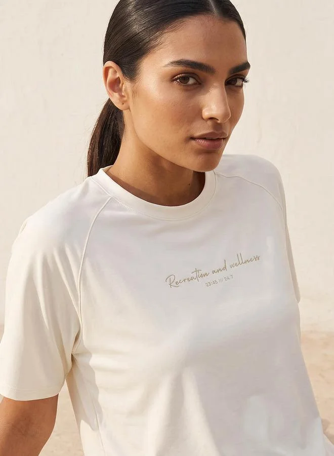 Splash Active White Printed 2 Way Stretch T-shirt for Women | Best Price UAE