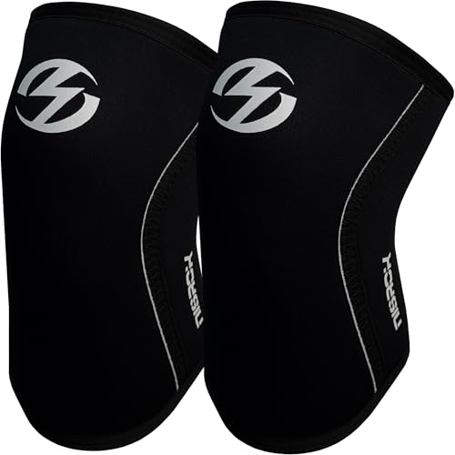 Nisrok Knee Sleeves (1 Pair), 7mm Neoprene Compression Knee Braces, Great Support for Cross Training, Weightlifting, Powerlifting, Squats, Basketball and More (Black, Large) - Image 1
