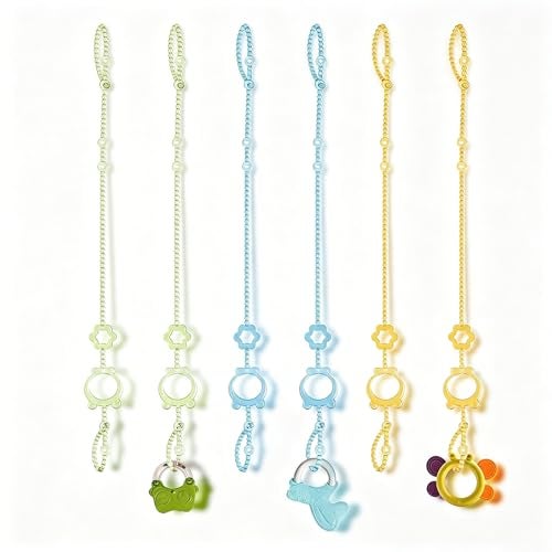 Sopkdey Toy Straps for Baby 6pcs Adjustable Toy Holder for Stroller Accessories Silicone Baby Tether Pacifier Clip No Throw Baby Travel Essential Leash for High Chair Car Seat Baby Toy Clips - Image 1