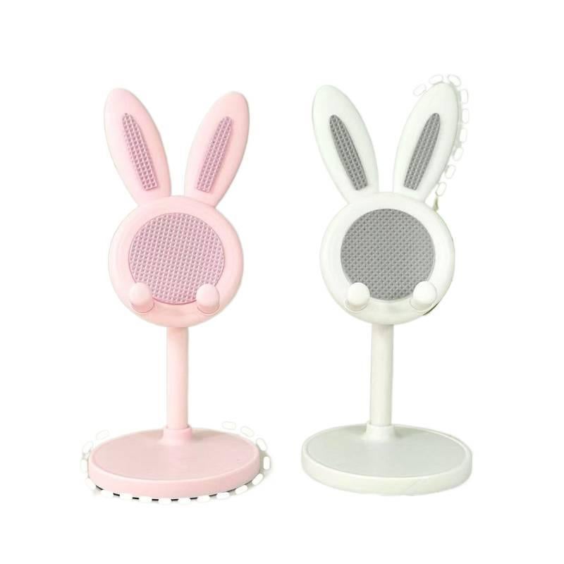 Adjustable Silicone Stand Phone Holder Bunny Desktop for Universal Fit White for Personal Use - Image 1