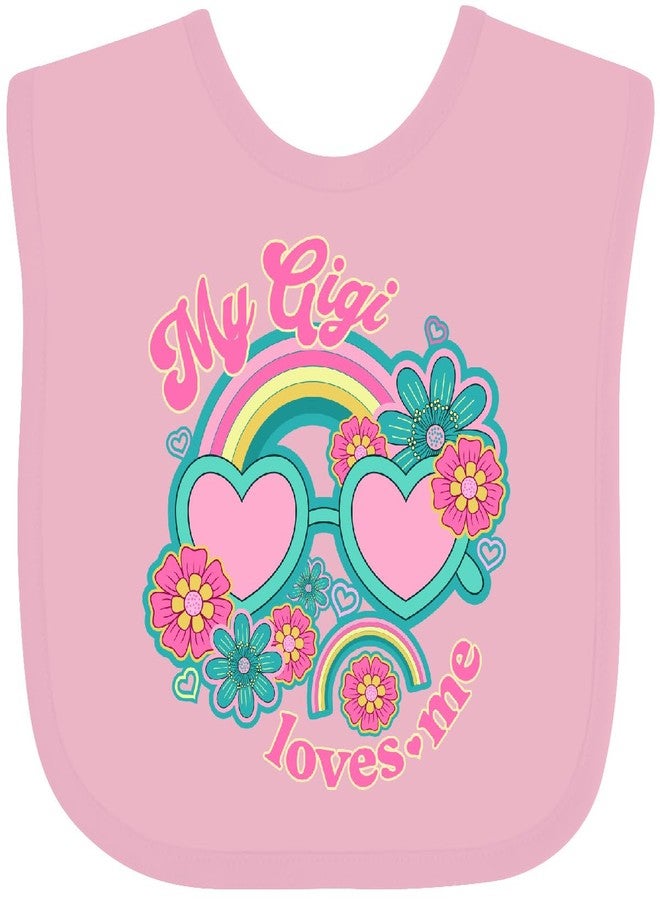 inktastic My Gigi Loves Me Girls Rainbow Granddaughter Baby Bib Pink 41ec8 - Image 1