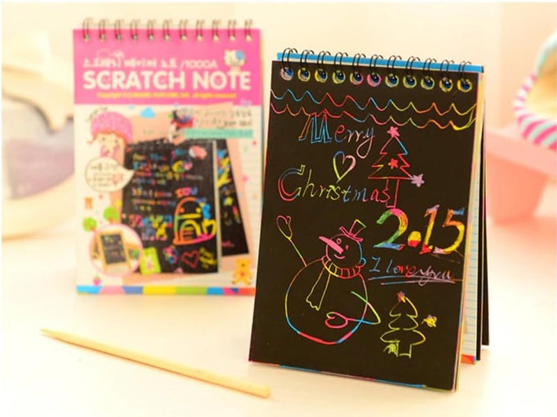 GLUN® ® Scratch Notepad with Magical Rainbow Color, Pencil Stick Notepad, Educational Toy for Kids Pack of 5 - Image 4