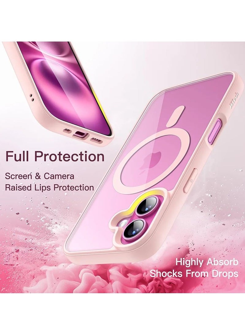 أكاليكس جراب مغناطيسي شفاف لهاتف iPhone 17، حماية عالية الجودة من السقوط مع شريط مقاوم للصدمات، جراب خلفي شفاف للهاتف | وردي - Image 2