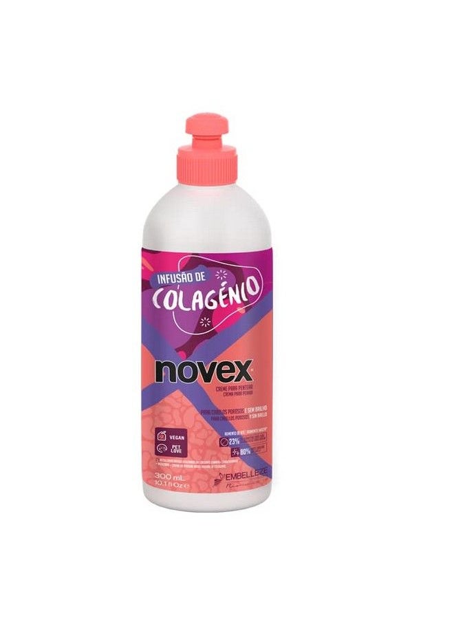 NOVEX تركيبة الكولاجين النباتية التي لا تحتاج إلى شطف لعلاج الشعر الخفيف والباهت والتحكم في التجعد وتقوية الشعر وتعزيز اللمعان (300 مل/ 10.1 أونصة)  - Image 1