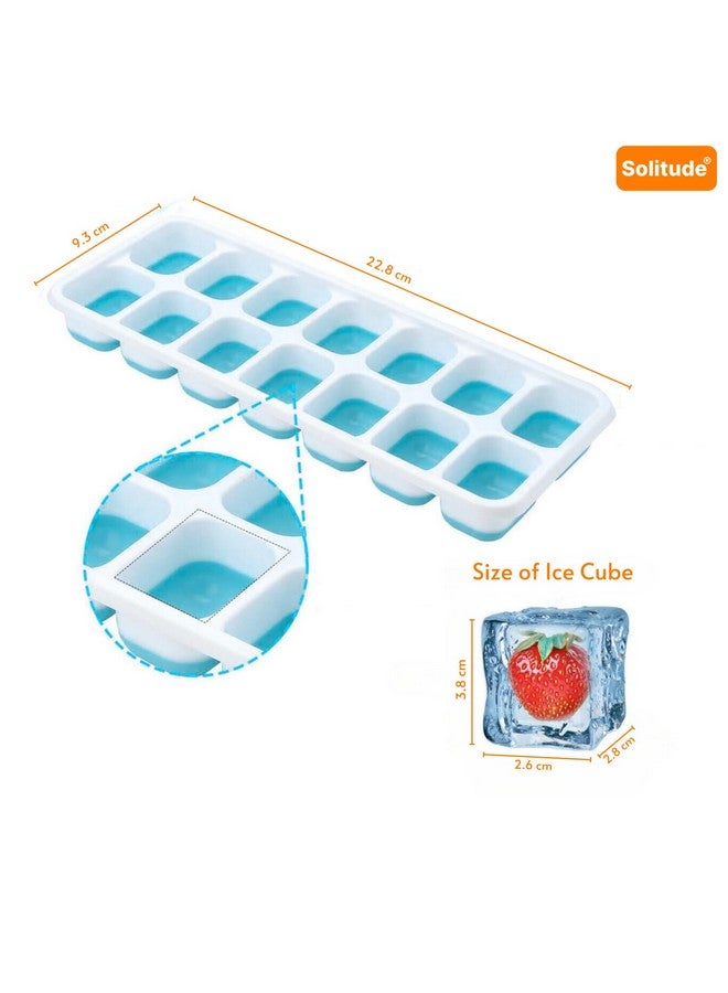 Solitude Silicone Pop Up Square Ice Cube Trays with 14 Cavities for Freezer with Lid Easy Release Flexible Bottom, Stackable, 100% BPA Free, Food Grade for Freezer, Cocktail - Image 3
