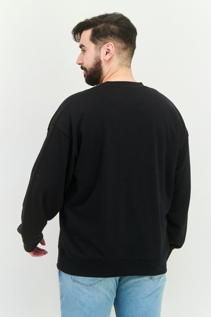 Established Redefining Essentials Men Crew Neck Long Sleeves Brand Logo Sweatshirt, Black - Image 4