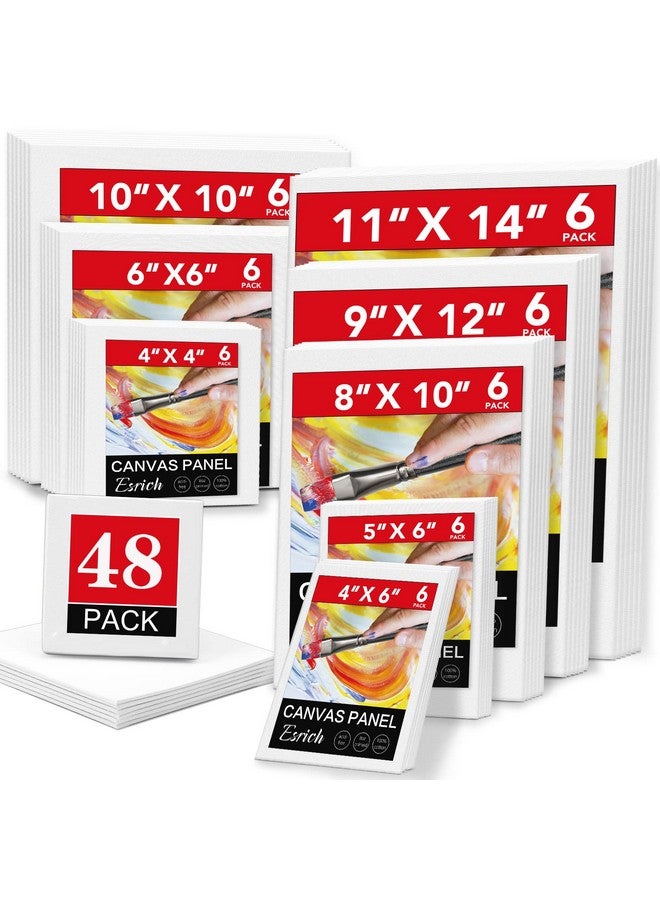 ESRICH Canvases For Painting Blank Cotton Canvas Boards 48Pack With 8Size 4*4"4*6"5*6"6*6"8*10"10*10"9*12" 11*14"，6 Of Each Painting Canvas For Oil & Acrylic Paint - Image 2