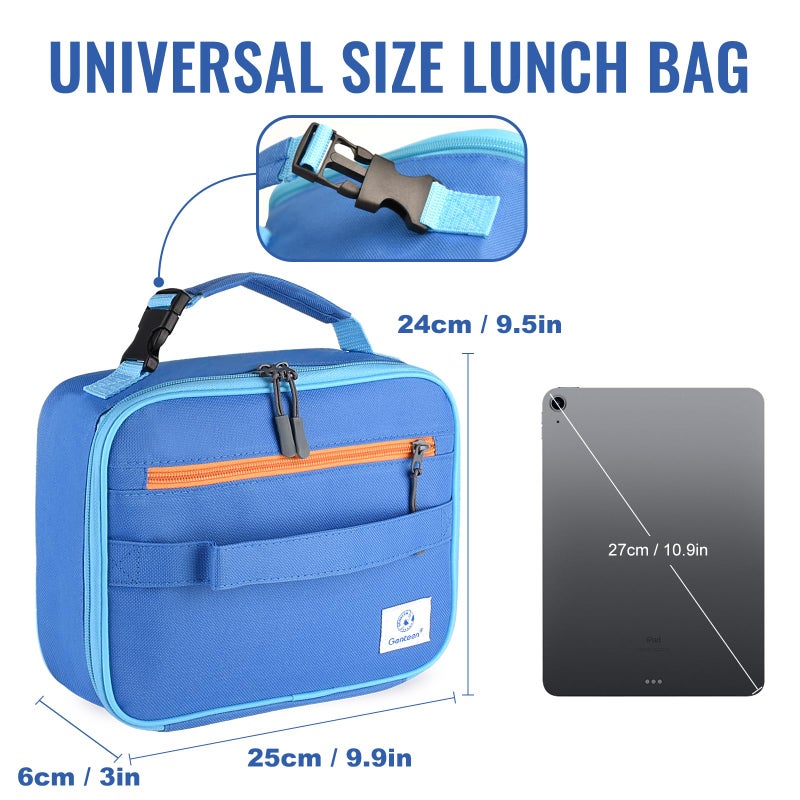 Genteen Lunch Box Kids,Insulated Lunch Bag Kids Boys Girls,Soft Bag Small Cooler Back to School Thermal Meal Tote Kit Lunch Box for School,Work,Outdoor (Blue) - Image 3