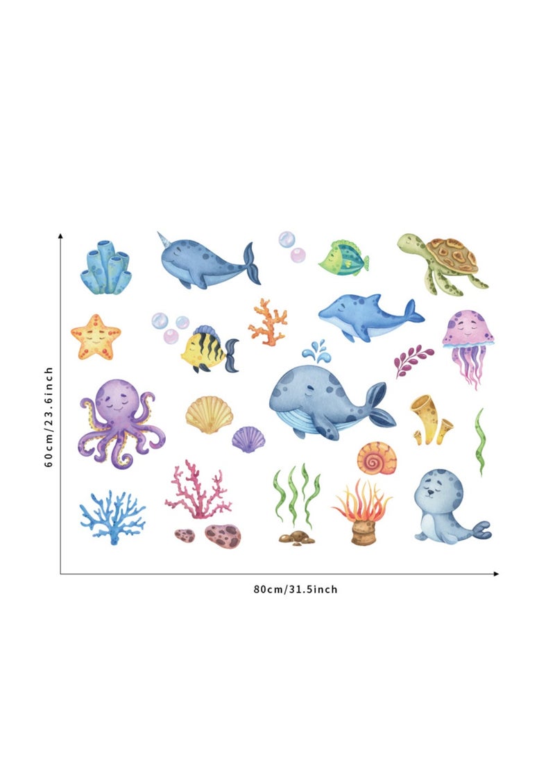 Bluejw Lovely Underwater World Marine Animals Wall Stickers Perfect For Kids' Bedrooms BathroomAnd Nurseries - Image 2