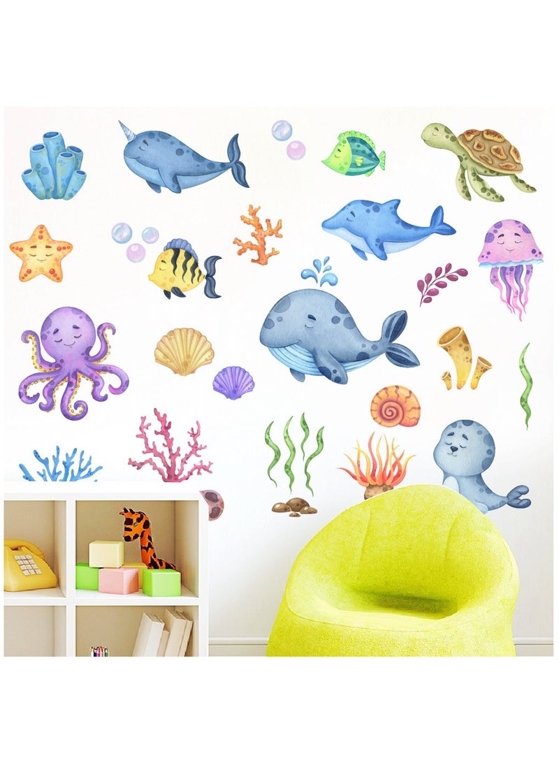 Bluejw Lovely Underwater World Marine Animals Wall Stickers Perfect For Kids' Bedrooms BathroomAnd Nurseries - Image 4