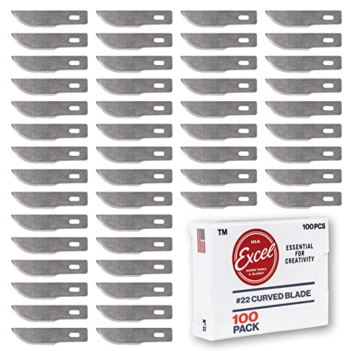 Excel Blades 100 PCS Craft Knife Blade Refill, #22 High Carbon Steel Curved Hobby Knife Blades Replacement - For Precision Cutting, Professional, Hobby, And Art Crafts - Image 1