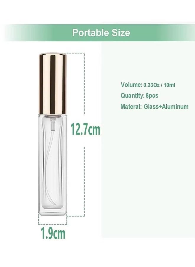 HY - 6 Pcs Refillable Empty Perfume Bottles 10ml,Mini No Leak Portable Travel Size Perfume Glass Bottles With Sprayer,Can Be Sprayed At Any Time During Business Trip Or Travel - Image 1