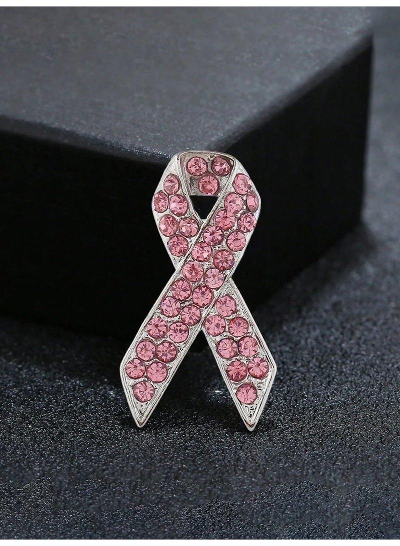 Breast Cancer Awareness Pink Ribbon Brooch Pin with Secure Back Clasp – Single Piece, Perfect for Campaigns, Schools, Hospitals, and Daily Use - Image 1