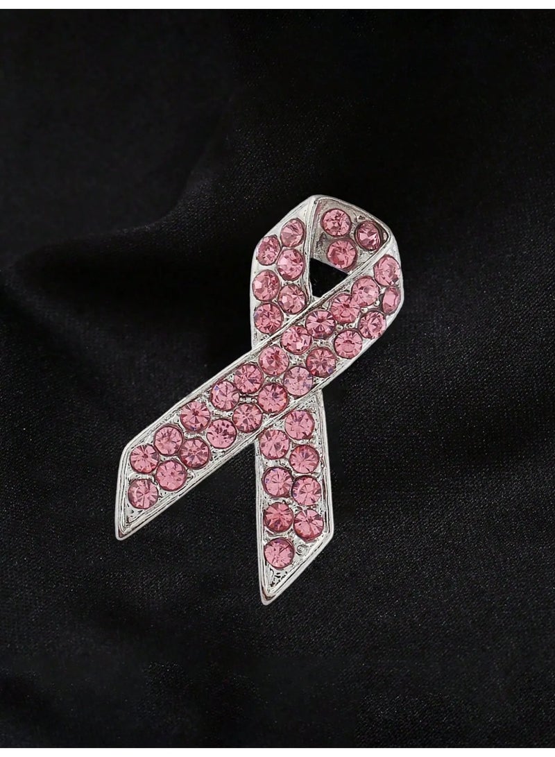 Breast Cancer Awareness Pink Ribbon Brooch Pin with Secure Back Clasp – Single Piece, Perfect for Campaigns, Schools, Hospitals, and Daily Use - Image 2