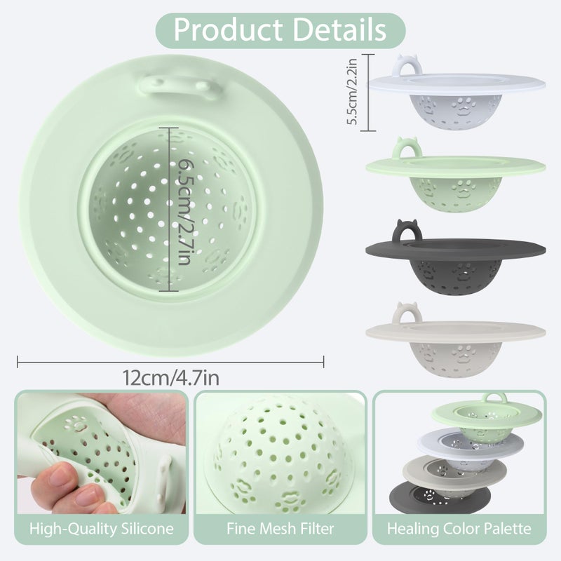 Li & Zhao Li&Zhao Kitchen Sink Drain Strainer - 4 PCS Silicone Sink Strainer Drain Stopper Sink Plug 4.6Ë Diameter Rim Drain Catcher Kitchen Sink Drain Filter Basket (4 Colors) - Image 4