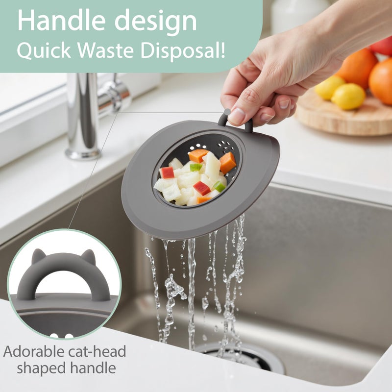 Li & Zhao Li&Zhao Kitchen Sink Drain Strainer - 4 PCS Silicone Sink Strainer Drain Stopper Sink Plug 4.6Ë Diameter Rim Drain Catcher Kitchen Sink Drain Filter Basket (4 Colors) - Image 5