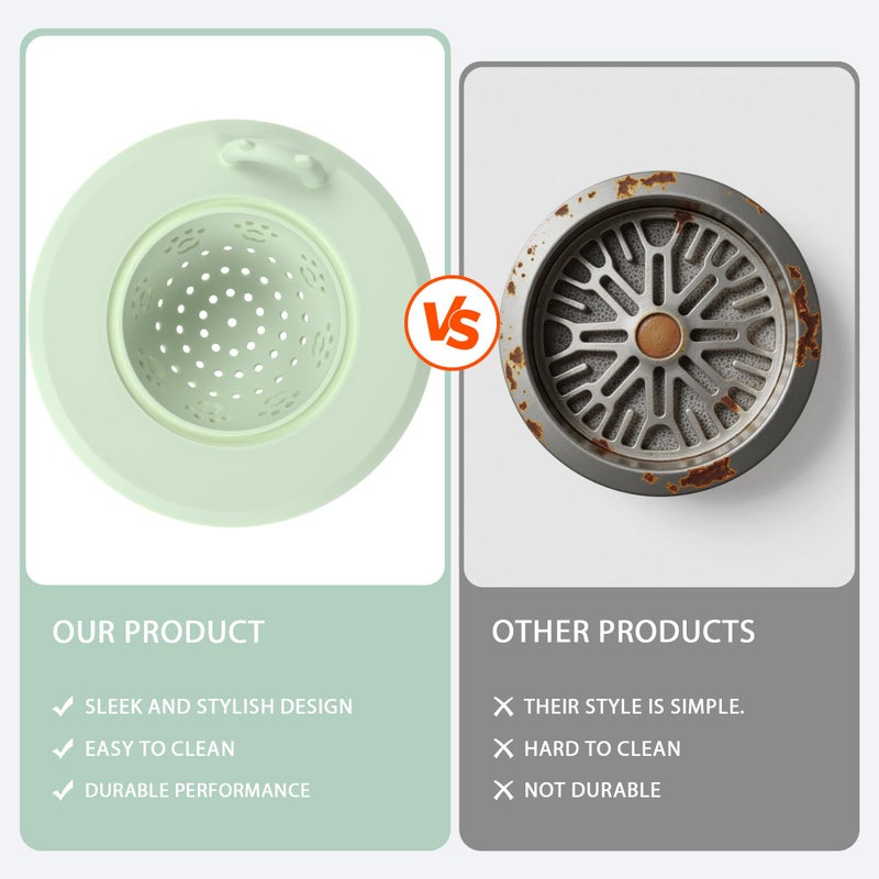 Li & Zhao Li&Zhao Kitchen Sink Drain Strainer - 4 PCS Silicone Sink Strainer Drain Stopper Sink Plug 4.6Ë Diameter Rim Drain Catcher Kitchen Sink Drain Filter Basket (4 Colors) - Image 3