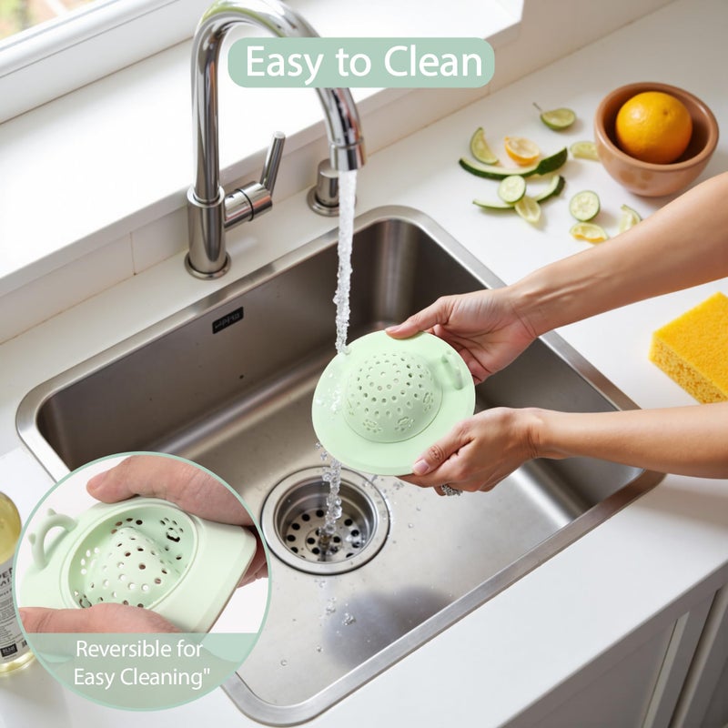 Li & Zhao Li&Zhao Kitchen Sink Drain Strainer - 4 PCS Silicone Sink Strainer Drain Stopper Sink Plug 4.6Ë Diameter Rim Drain Catcher Kitchen Sink Drain Filter Basket (4 Colors) - Image 2