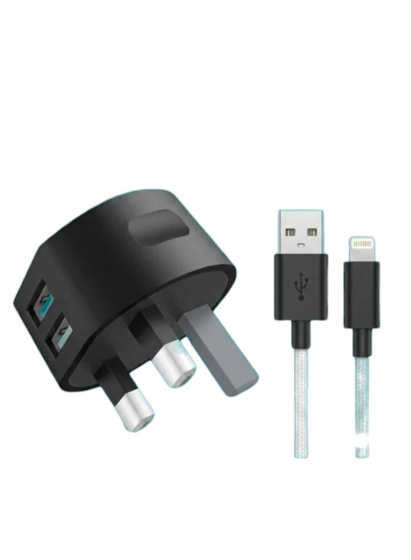 ميلى شاحن MiLi Ranger البريطاني بمنفذين USB مع كيبل لايتنينج - Image 1