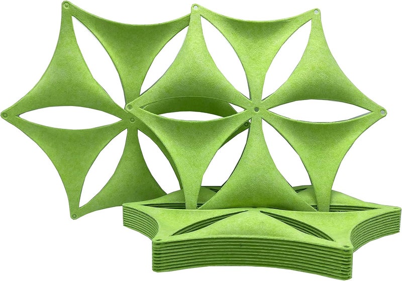 OSHIYINN 12 Pack 35.6 x 30.5 cm High Density Polyester Fiber Hanging 3D Wall Divider Panel Light Green - Image 1