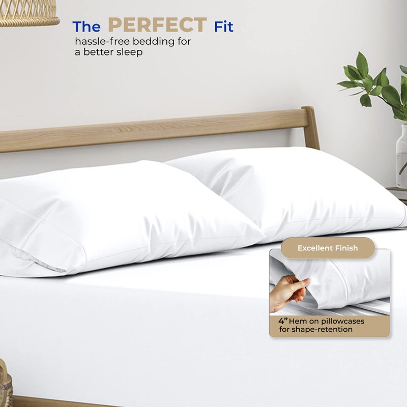 THREAD SPREAD 100% Cotton King Size Pillow Cases Set of 2 - Luxury 400 Thread Count Pillow Cases King Size (White), Soft Cooling Breathable & Durable Sateen Weave Hotel Quality Cotton Pillowcases - Image 4