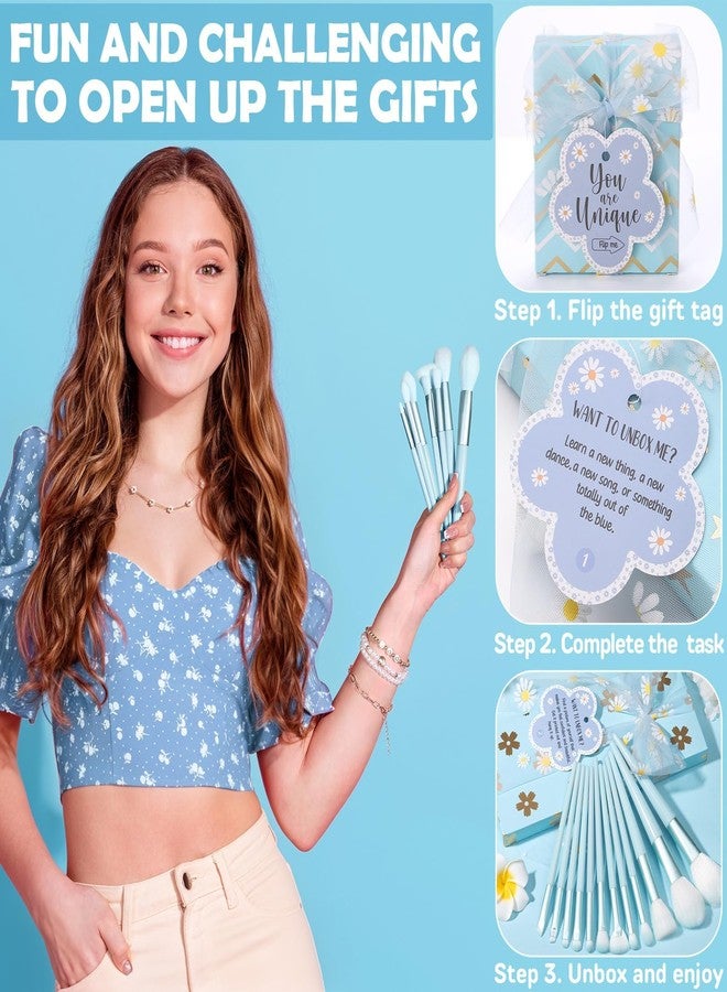 Qinline Birthday Gifts for Tween Teen Girls - 8 PCS Gifts Basket Teen Girl Gifts Trendy Stuff Girls Fun Empower Gift Box w/Task Tags Make up Brushes Makeup Bag, Graduation Gifts Idea for Her Niece Daughter - Image 5
