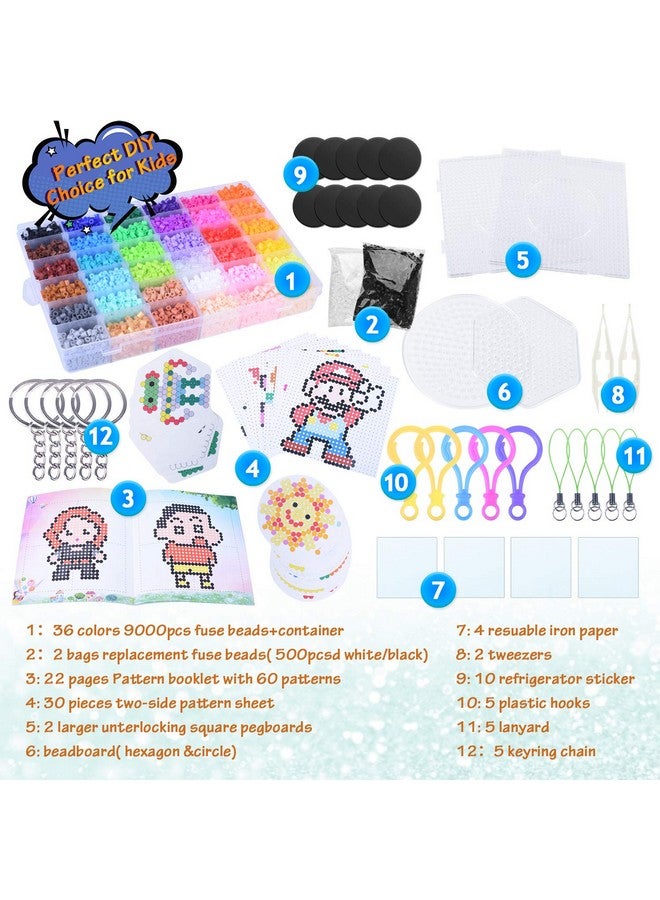 لونجرنر مجموعة خرز فيوز من لونج رونر 10000، 36 لونًا، مقاس 5 مم، ألعاب فنية يدوية للأطفال مع 4 ألواح مثقبة، 60 ورقة بنمط 30، 10000 قطعة - Image 2