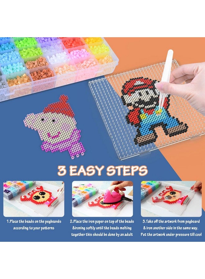 لونجرنر مجموعة خرز فيوز من لونج رونر 10000، 36 لونًا، مقاس 5 مم، ألعاب فنية يدوية للأطفال مع 4 ألواح مثقبة، 60 ورقة بنمط 30، 10000 قطعة - Image 3