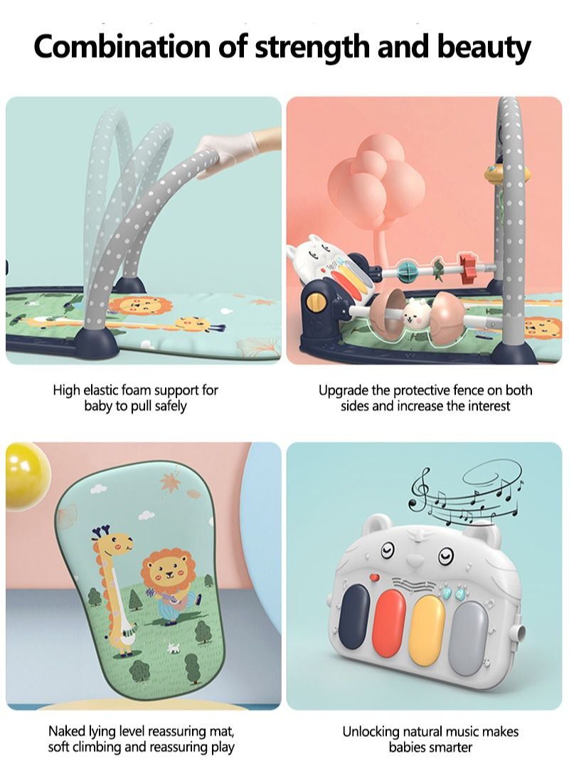 يولين سجادات لعب الأطفال في صالة الألعاب الرياضية غير سامة، سجادة لعب البيانو الموسيقية في الأماكن المغلقة مع خشخشة الألحان للأطفال، مركز الأنشطة الموسيقية متعدد الألوان، سجادة مبطنة للبيانو في صالة الألعاب الرياضية ووقت البطن لحديثي الولادة والأطفال الصغار - Image 5