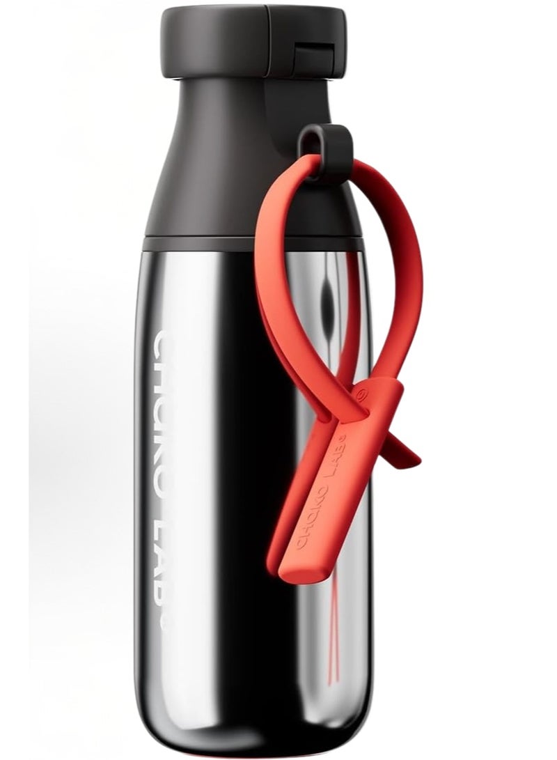 CHAKO LAB Insulated Stainless Steel Water Bottle with Strap | BPA-Free Leak Proof | 17oz Bottle with Spout Lid & Straw - Image 1