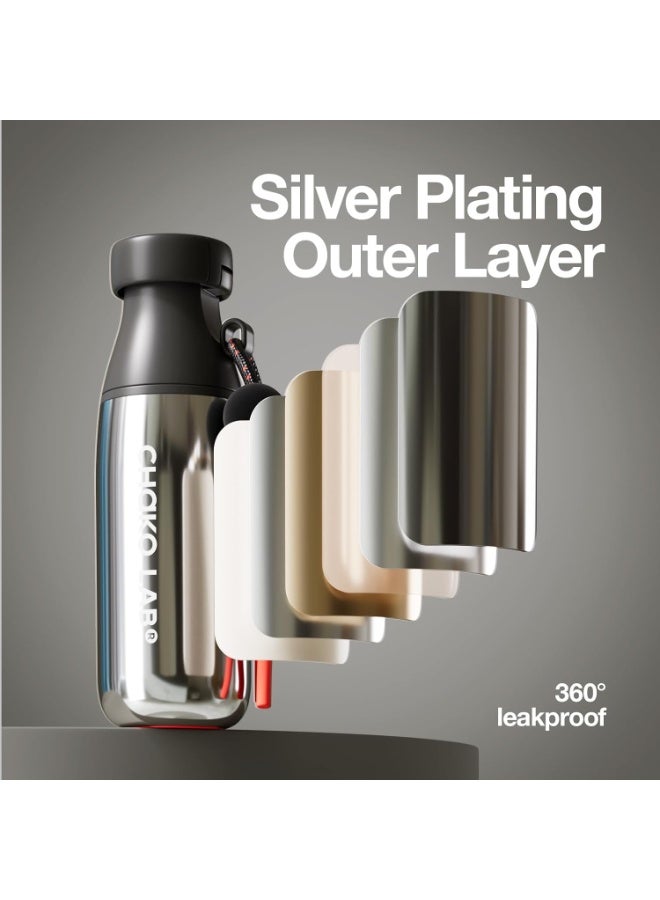 CHAKO LAB Insulated Stainless Steel Water Bottle with Strap | BPA-Free Leak Proof | 17oz Bottle with Spout Lid & Straw - Image 5