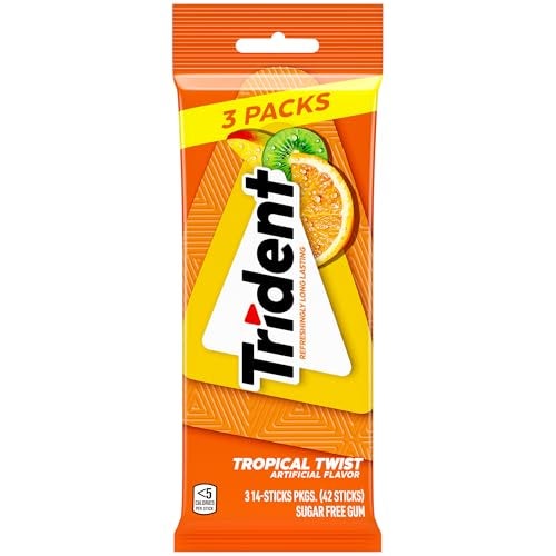 Trident ترايدنت تروبيكال تويست علكة خالية من السكر 3 عبوات من 14 قطعة 42 قطعة إجمالية - Image 5