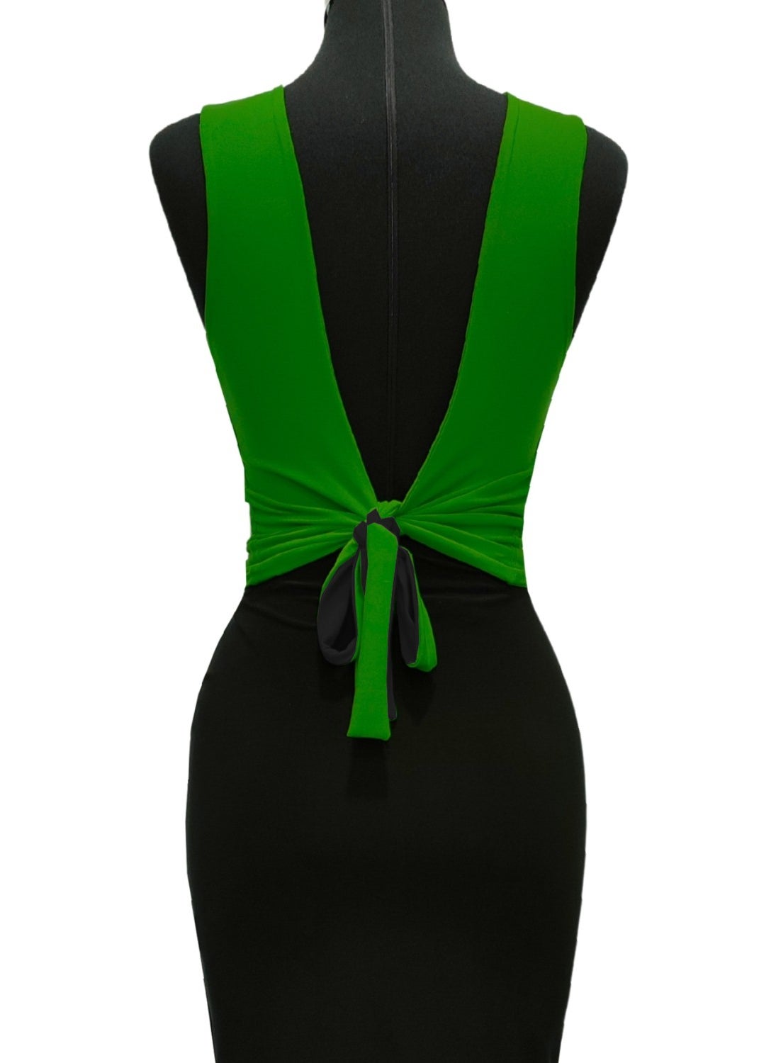 Due Stelle Double Sided Back Tie Crop Black - Green  - Image 1
