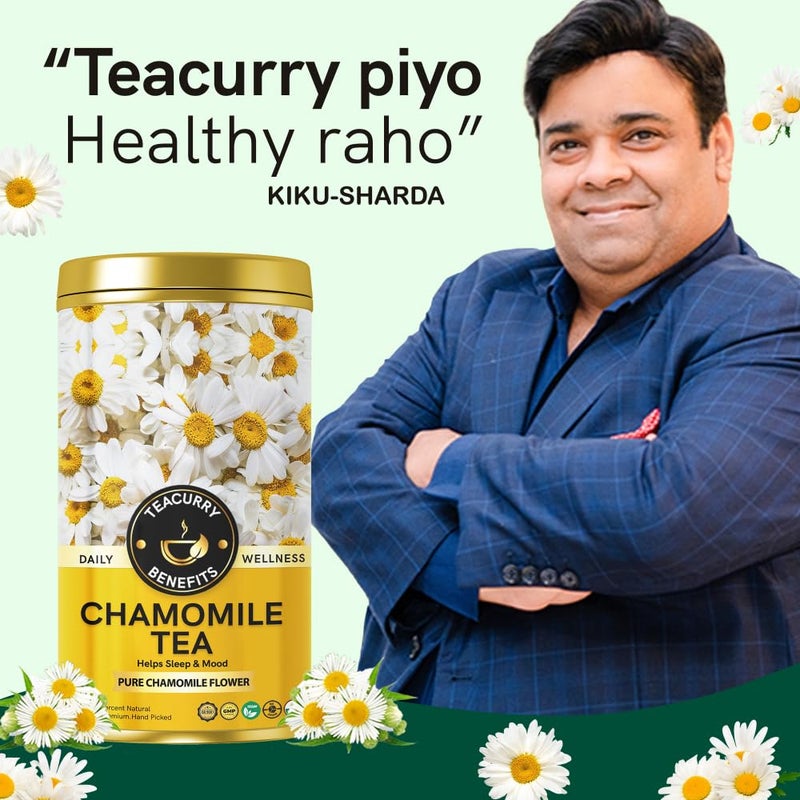 Teacurry Chamomile Tea (80 Grams) - Pure, Handpicked Chamomile Flowers for Skin and Better Sleep - 100% Pure and Natural Chamomile Flowers - Image 5