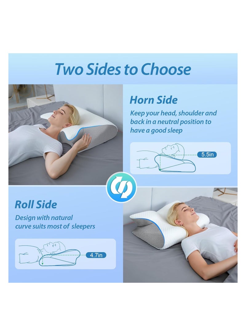 Memory Foam Cervical Pillow, 2 in 1 Ergonomic Contour Orthopedic Pillow for Neck Pain, Contoured Support Pillows for Side Back Stomach Sleepers  - Image 3