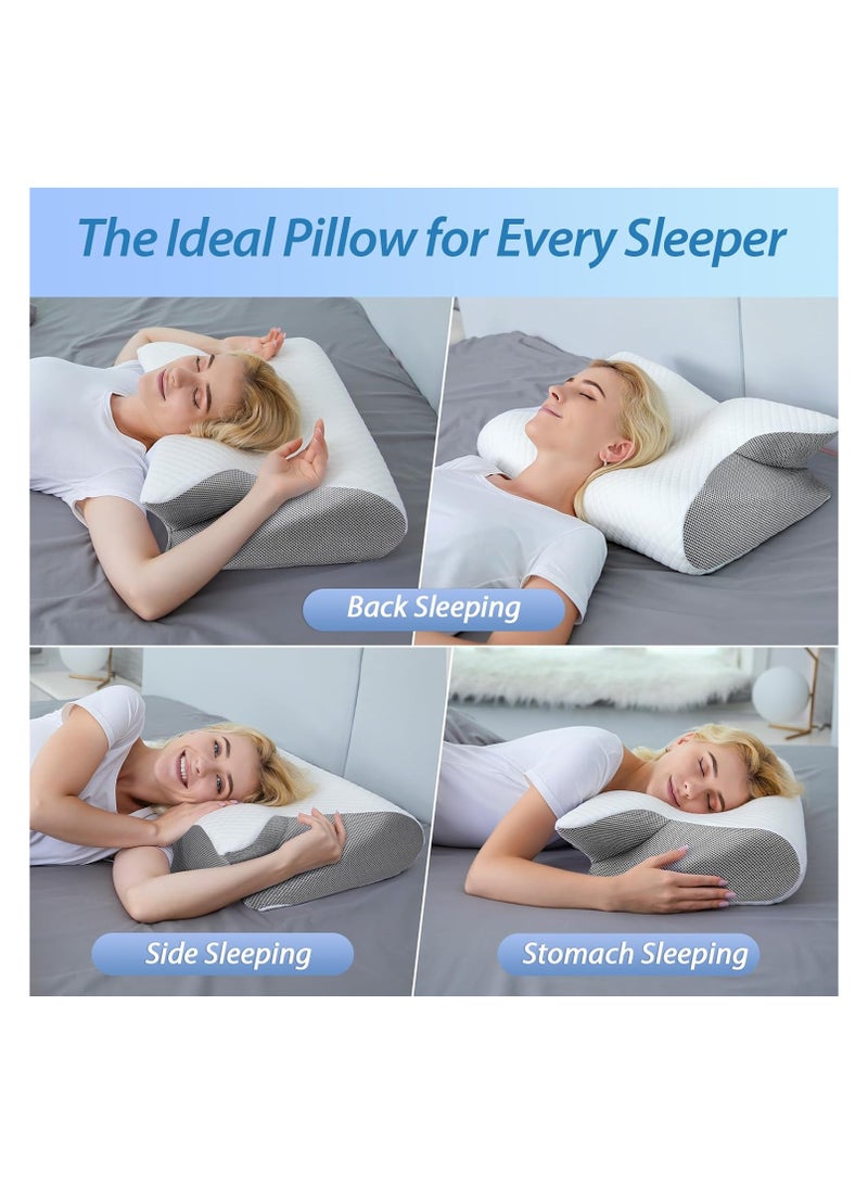 Memory Foam Cervical Pillow, 2 in 1 Ergonomic Contour Orthopedic Pillow for Neck Pain, Contoured Support Pillows for Side Back Stomach Sleepers  - Image 4