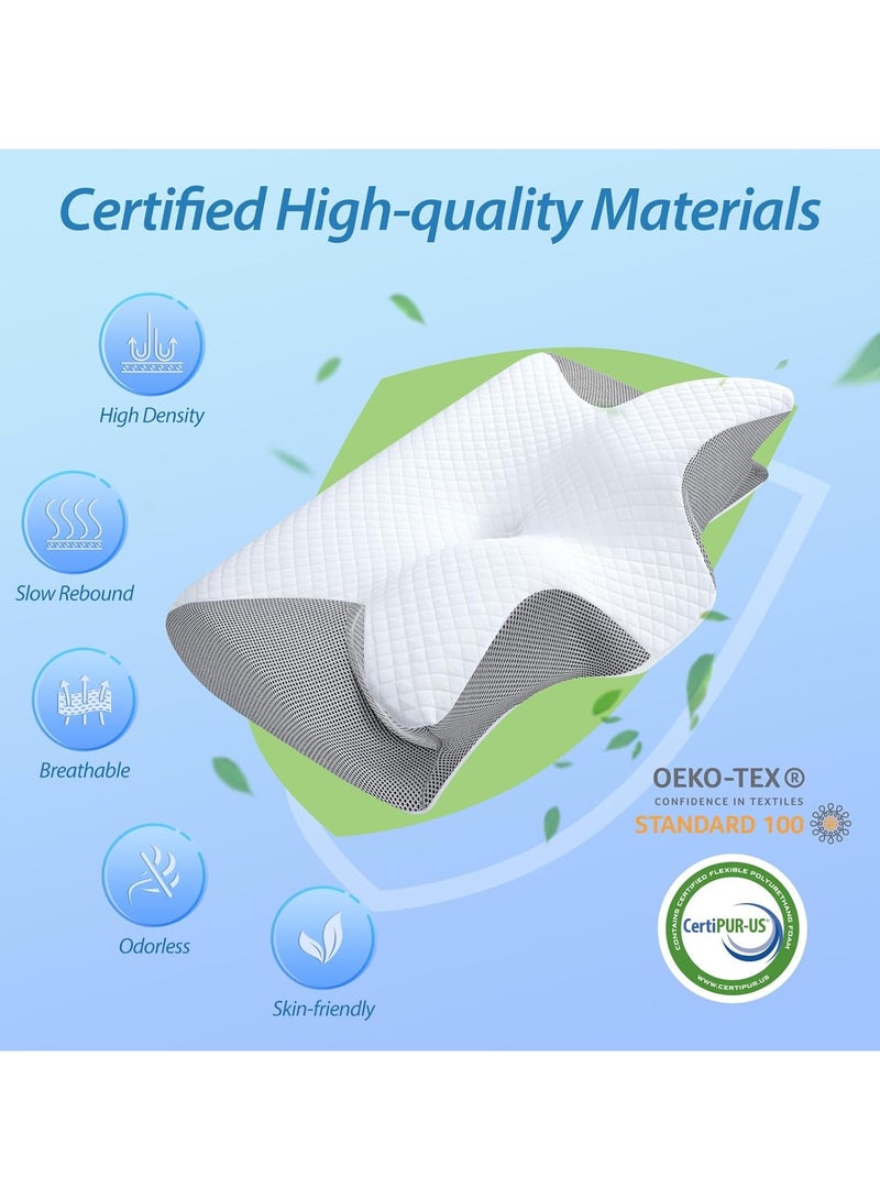Memory Foam Cervical Pillow, 2 in 1 Ergonomic Contour Orthopedic Pillow for Neck Pain, Contoured Support Pillows for Side Back Stomach Sleepers  - Image 5