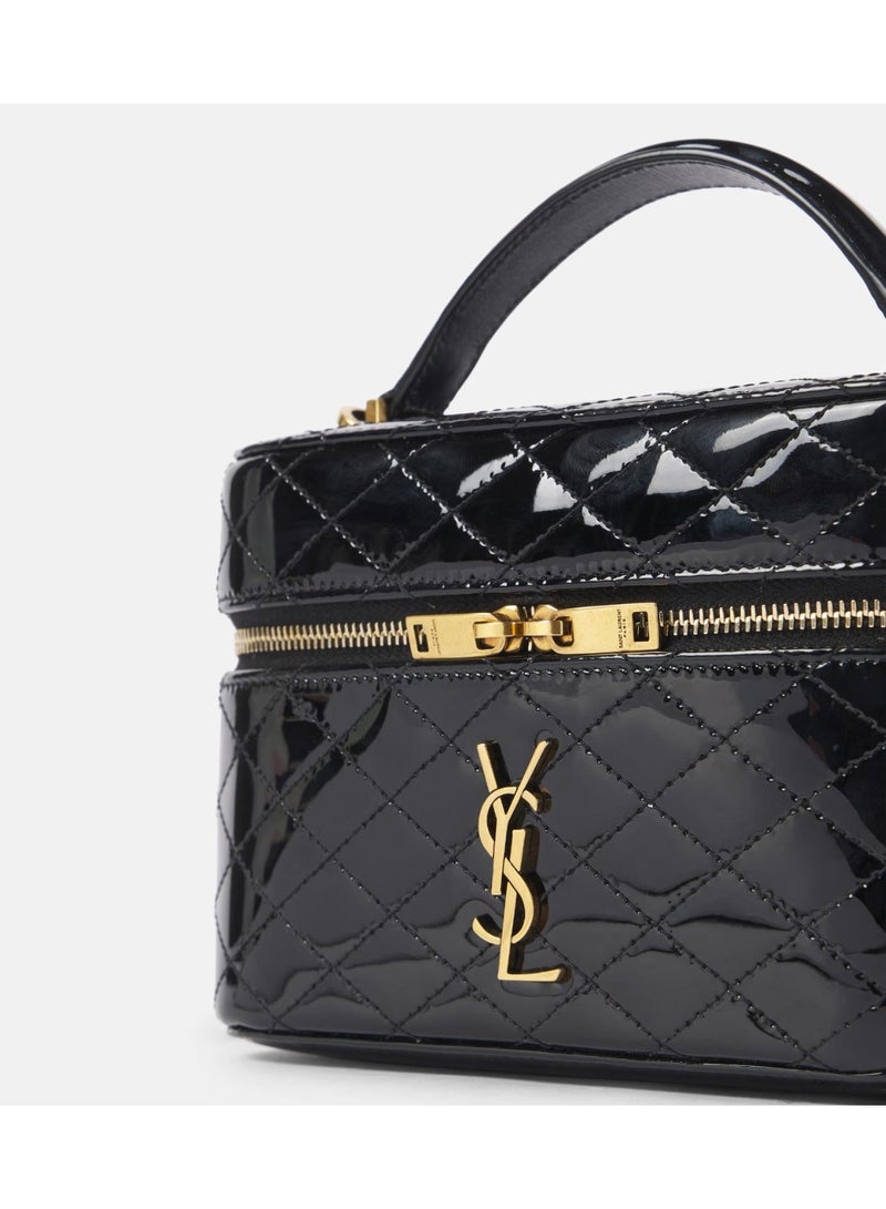 YSL Classic Style Quilted Mini Vanity Bag – Luxury Patent Leather Crossbody Shoulder Handbag for Women – Compact Travel Makeup Bag with Top Handle & Adjustable Strap - Image 2