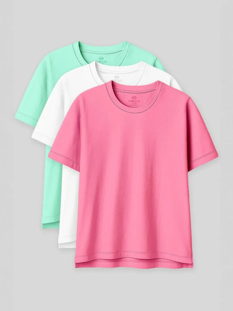 تومي لايف TOMMY Oversized Cotton-Modal Crew Neck T-Shirt