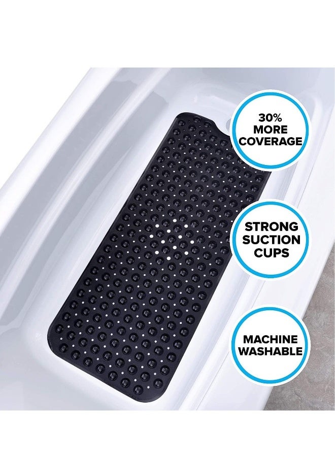 Non-Slip Bathtub and Shower Mat with 200 Suction Cups Anti-slip for Elderly Kids Extra Long for Bathroom Mats Mildew Resistant Machine Washable Black 100 x 40 cm  - Image 5