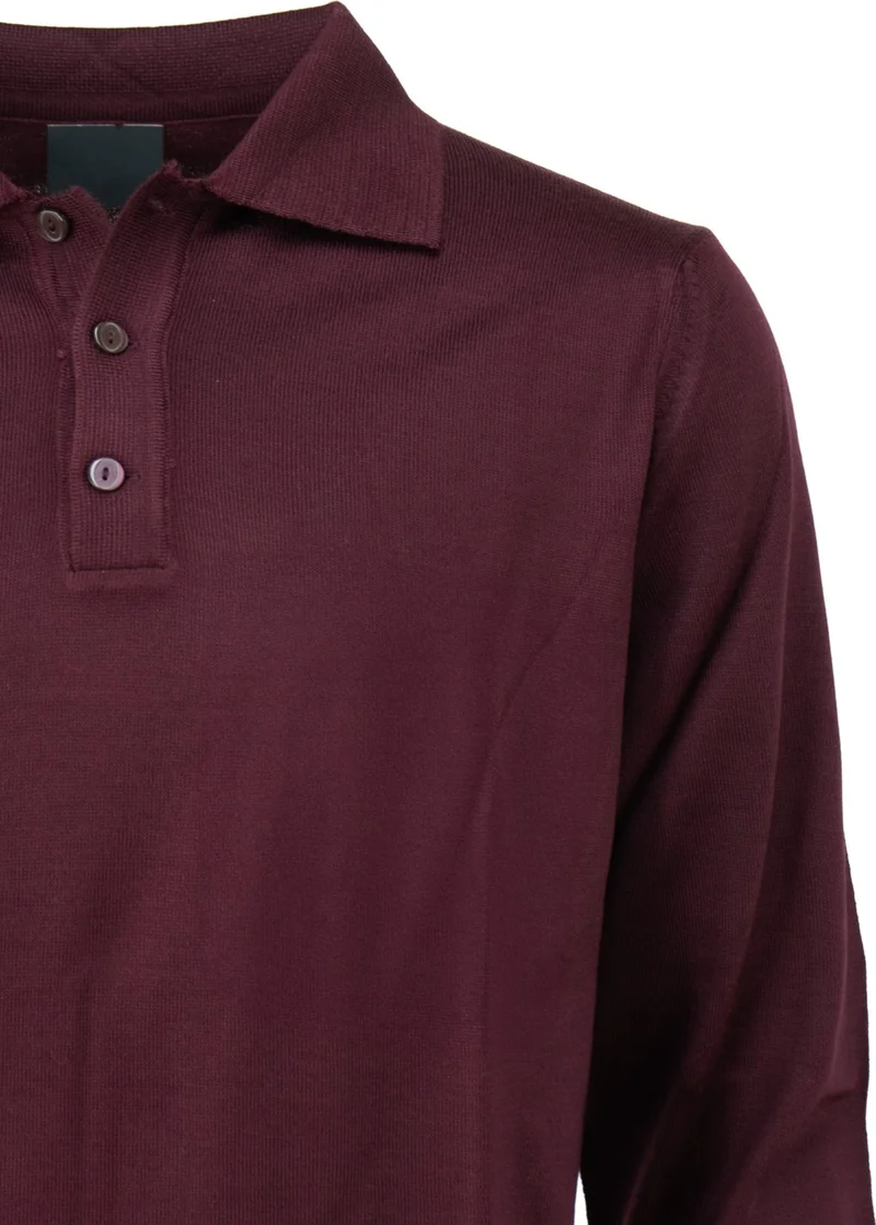 Oppland Men's Woolen Woven Sweater Pocketless Polo Collar Solid Color Classic Model Comfortable Cut Full Pattern