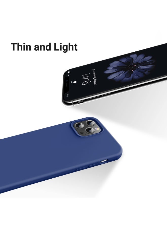 جراب متوافق مع iPhone 13 Pro Max مقاس 6.7 بوصة، جراب هاتف نحيف من السيليكون السائل مكون من 4 طبقات من المطاط الهلامي الناعم المقاوم للصدمات مع بطانة من الألياف الدقيقة المضادة للخدش (أزرق) - Image 4