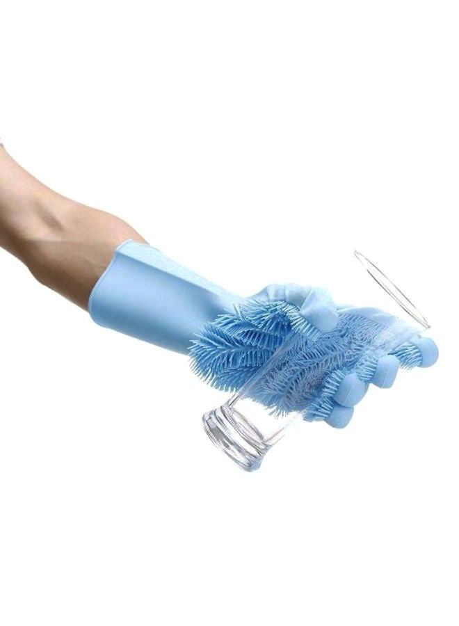 NIBEMINENT Pair Of Magic Scrubber Cleaning Gloves Blue 35centimeter  - Image 2
